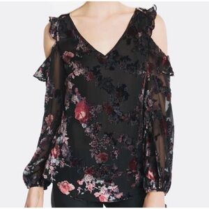 White House Black Market Floral Velvet Top